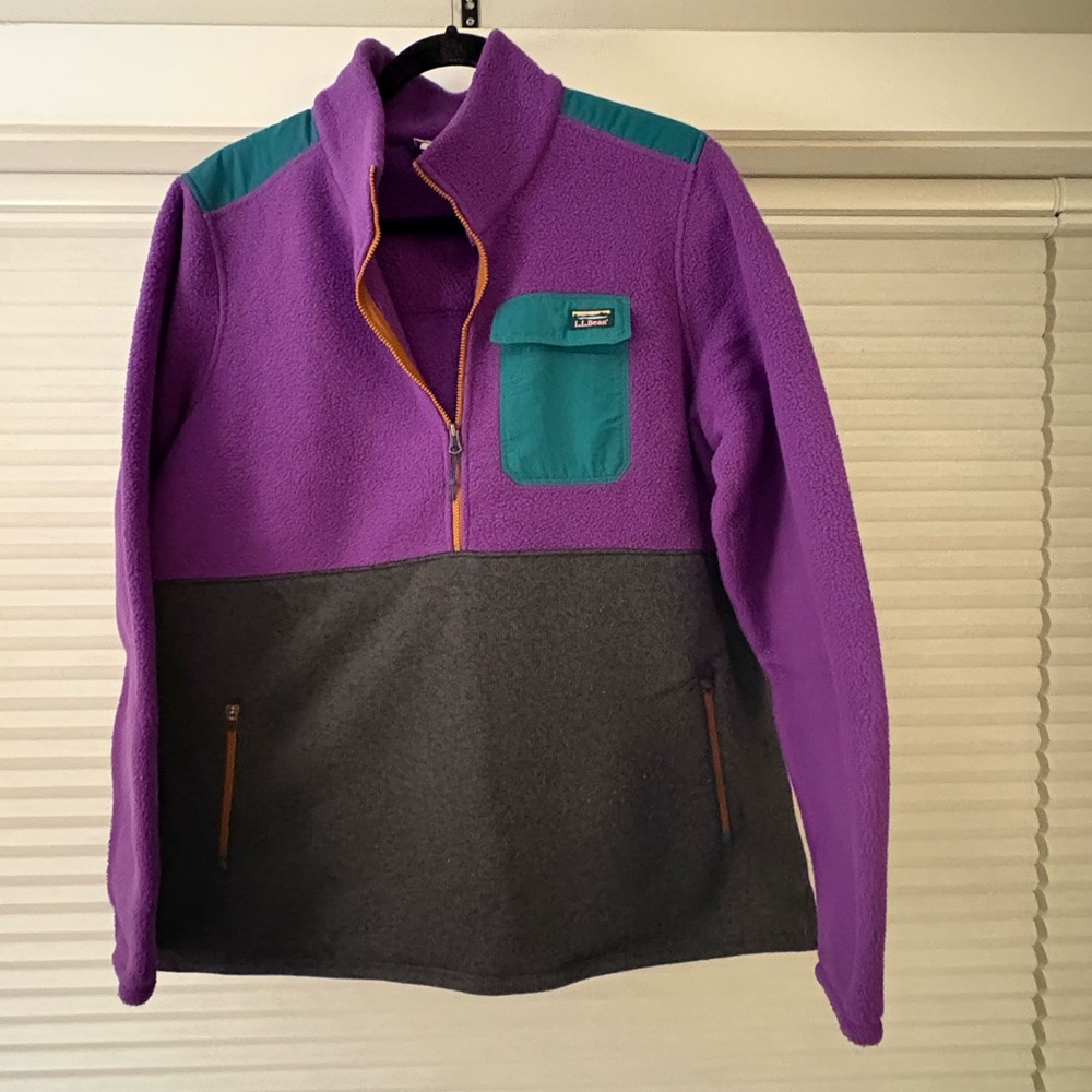 L.L. Bean Purple and Gray Fleece Jacket